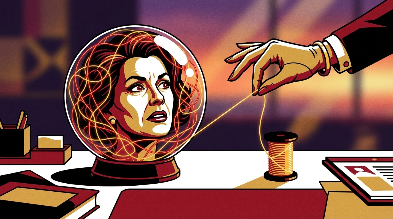 A symbolic image representing the brain dump journaling technique, showing tangled thoughts being organized into a neat thread to achieve mental clarity. file: brain-dump-journaling-technique-bestie-ai.webp