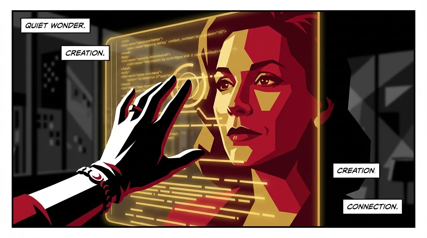 A human hand touches a glowing screen, representing the personal process of following a guide to build your own ai companion. filename: build-your-own-ai-companion-guide-bestie-ai.webp