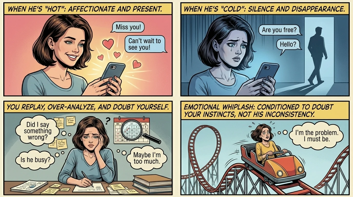He Is Hot and Cold — The Emotional Whiplash That Makes You Question Yourself More Than Him