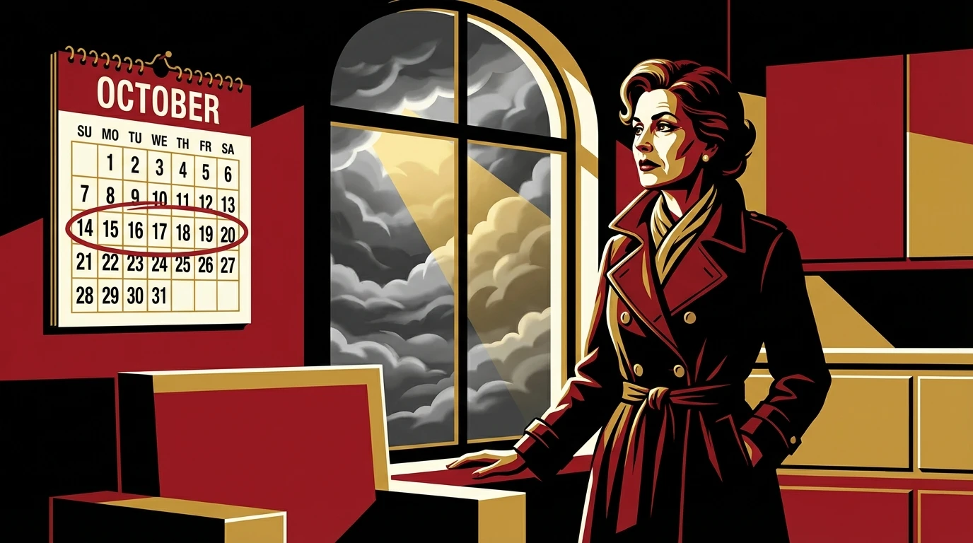 A woman thoughtfully observing the sky, representing the emotional journey of managing luteal phase pms symptoms with a calendar marking the two-week wait in the background. Filename: luteal-phase-pms-symptoms-bestie-ai.webp