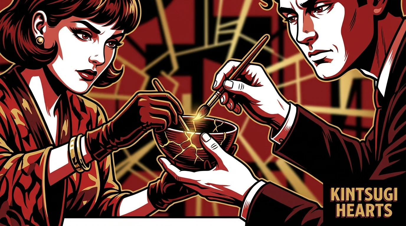 Two people's hands gently mending a broken ceramic bowl with gold, illustrating how to get effective marriage advice for struggling couples through patient repair. kintsugi-marriage-repair-bestie-ai.webp