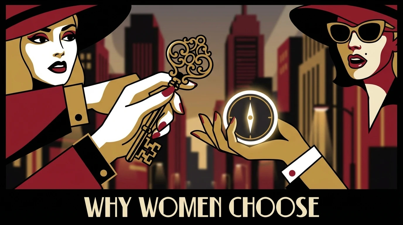 A person's hands weighing the pros and cons of getting married, represented by a vintage key for commitment and a modern compass for personal direction. filename: 'pros-and-cons-of-getting-married-bestie-ai.webp'