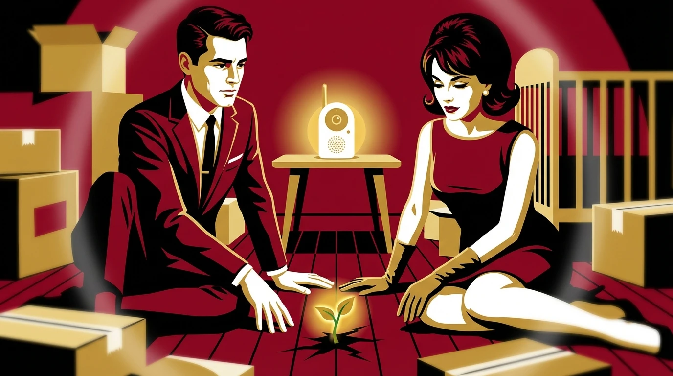 A couple contemplates their future, seeking shotgun wedding relationship advice as a small plant sprouts between them, symbolizing hope. shotgun-wedding-relationship-advice-bestie-ai.webp